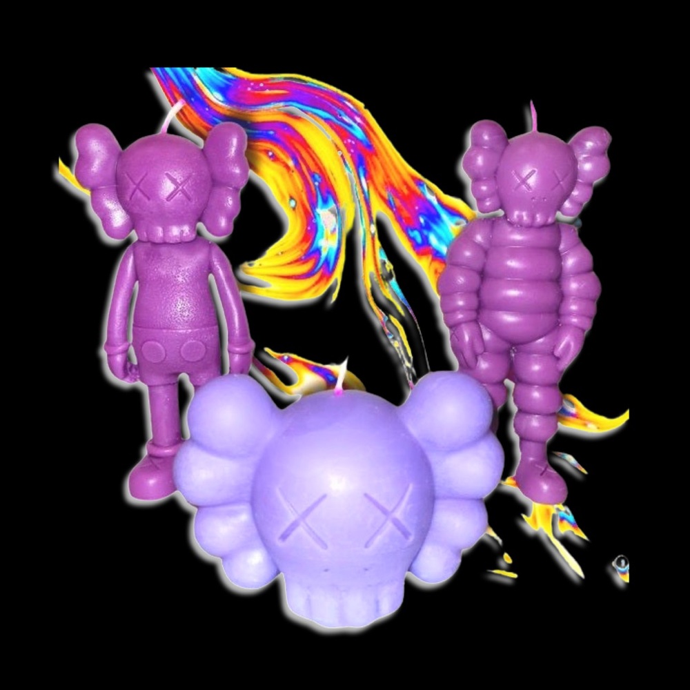 Designer Art Custom Hand Poured BFF Kaws Candle Trio Gift Set